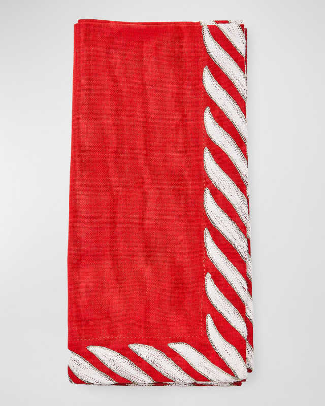 Peppermint Red Embroidered Napkin